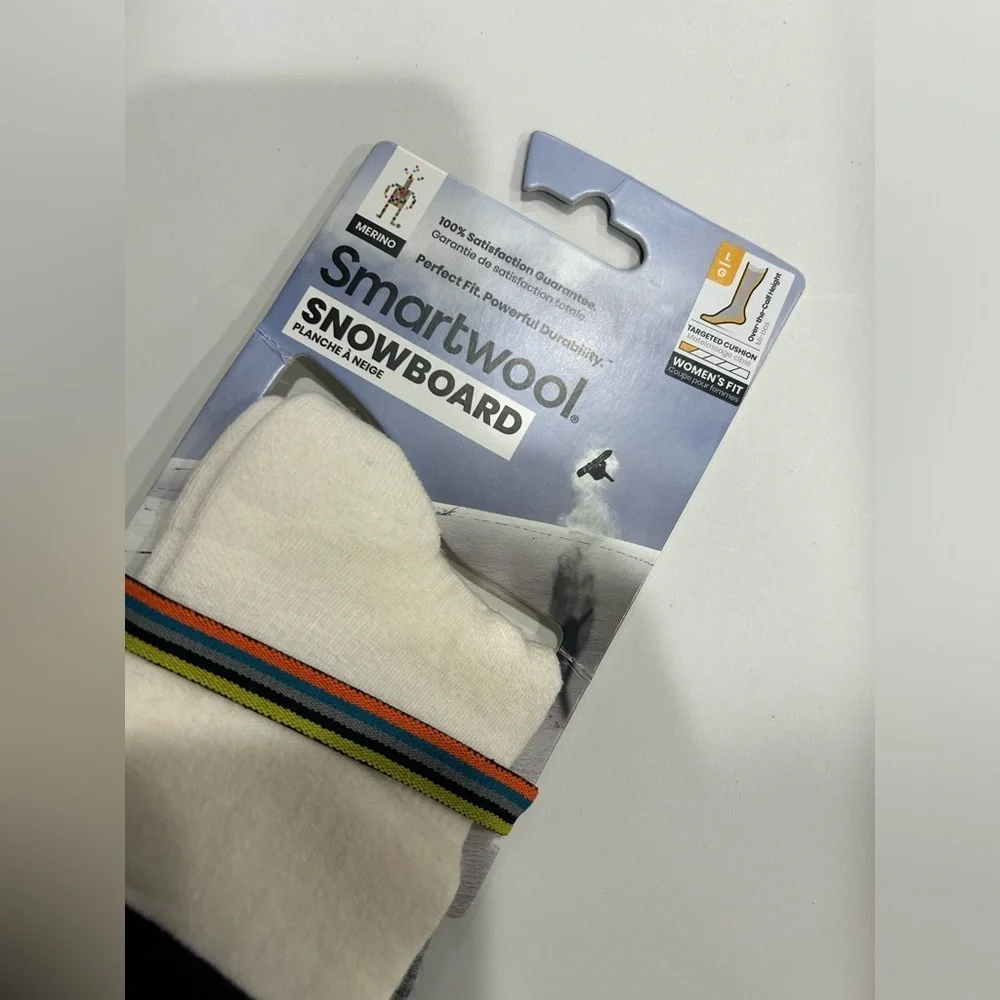 Smartwool Women's Large Snowboard OTC Socks Targeted Cushion White Purple NWT